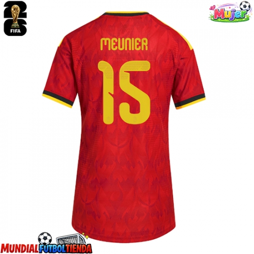 Camiseta Bélgica Thomas Meunier #15 Primera Equipación Replica Mundial 2026 para mujer mangas cortas